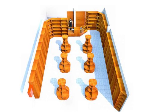 Торговые стеллажи из ДСП, круглые острова, прилавки и складские стеллажи для магазина бакалеи