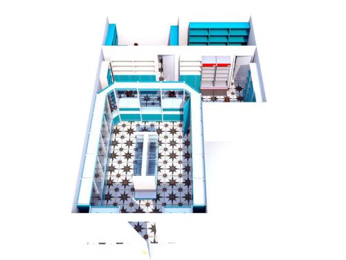 Расстановка торговой мебели для аптечного пункта