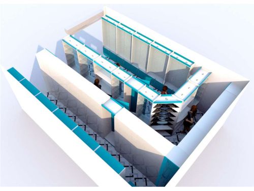 Проект аптеки с витринами и стеллажами в цвете ГОЛУБАЯ МАРМАРА, фото 6