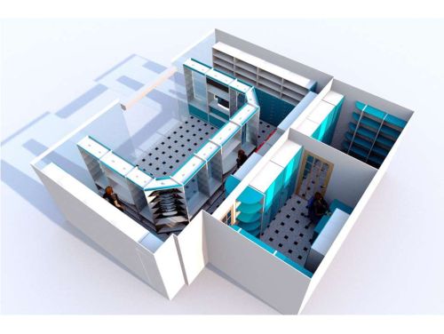 Дизайн в 3D аптечного павильона в цвете БЕЛЫЙ И ГОЛУБАЯ МАРМАРА с высокой первой линией, фото 6