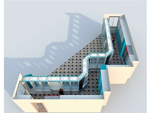 Проект Z-образной расстановки оборудования для аптеки с высокой первой линией в цвете Голубая Мармара, фото 6