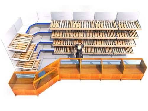 Стеллажи и прилавки для магазина хлебо-булочных изделий. Г. Москва, ул. Демьяна Бедного, д. 19, к. 1