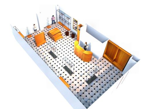 Расстановка торговой мебели и хромированных систем для торговли мужской одеждой, фото 3