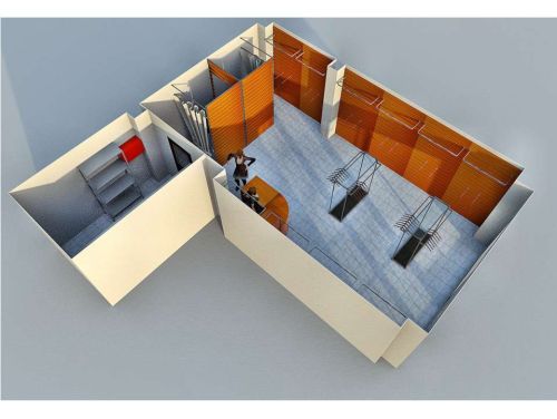 Торговые настенные системы, примерочная, зеркало и ресепшен для магазина женской одежды, фото 3