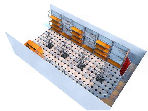 Проект расстановки торгового оборудования и хромированных стеллажей для магазина женской одежды, фото 7
