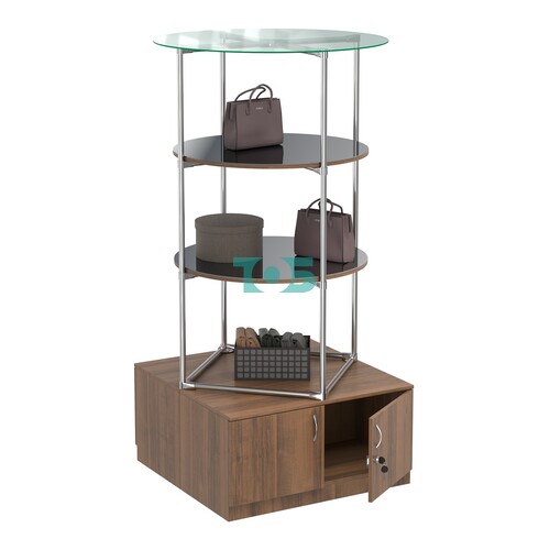 Торговые стенды СФЕРА с полками и тумбами №4 (с двумя зеркальными полками)