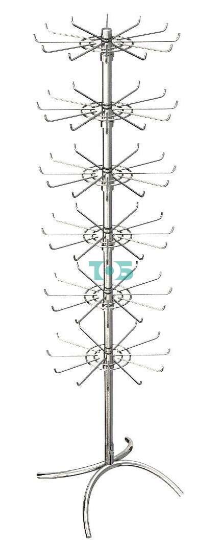 Стойка напольная для бижутерии с 6-ю солнышками. Покрытие под Хром. (Д-20)