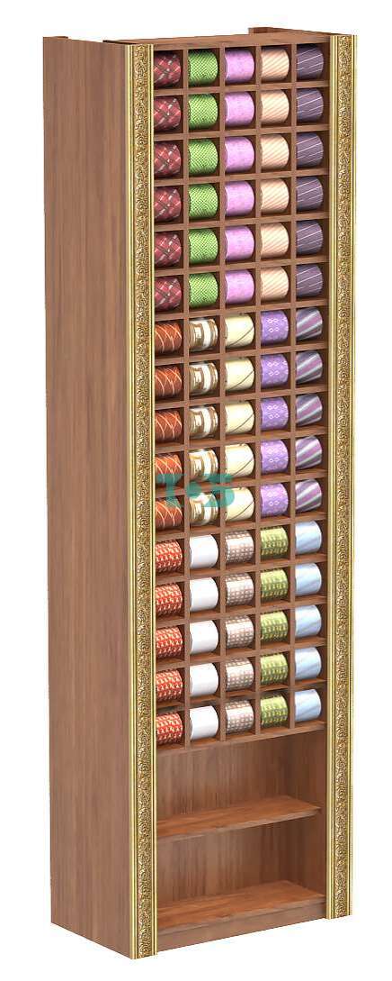 Торговый пристенный стенд с ячейками для галстуков и декором серии ИМПЕРИЯ №5