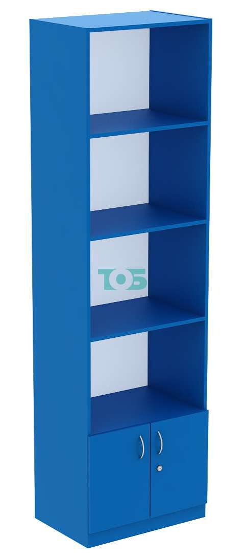 Стеллаж из ДСП синего цвета с накопителем узкий глубиной 400мм серии ДЕЛФТ №2-400-ДВ