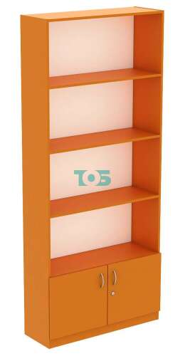 Стеллаж из ДСП оранжевого цвета с накопителем широкий глубиной 300мм серии АПЕЛЬСИН №1-300-ДВ
