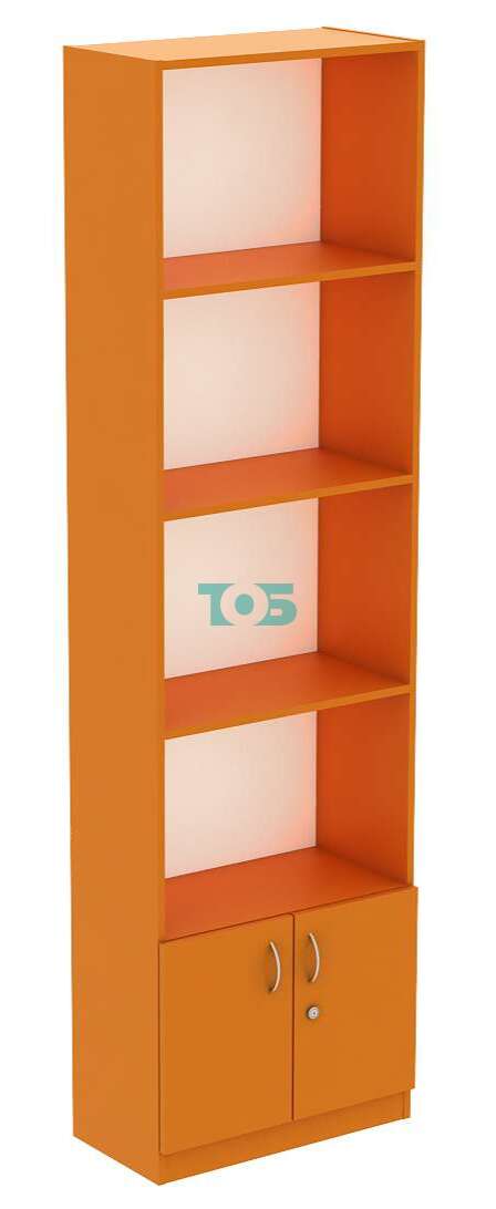 Стеллаж из ДСП оранжевого цвета с накопителем узкий глубиной 300мм серии АПЕЛЬСИН №2-300-ДВ