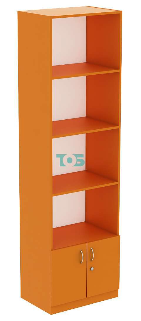 Стеллаж из ДСП оранжевого цвета с накопителем узкий глубиной 400мм серии АПЕЛЬСИН №2-400-ДВ