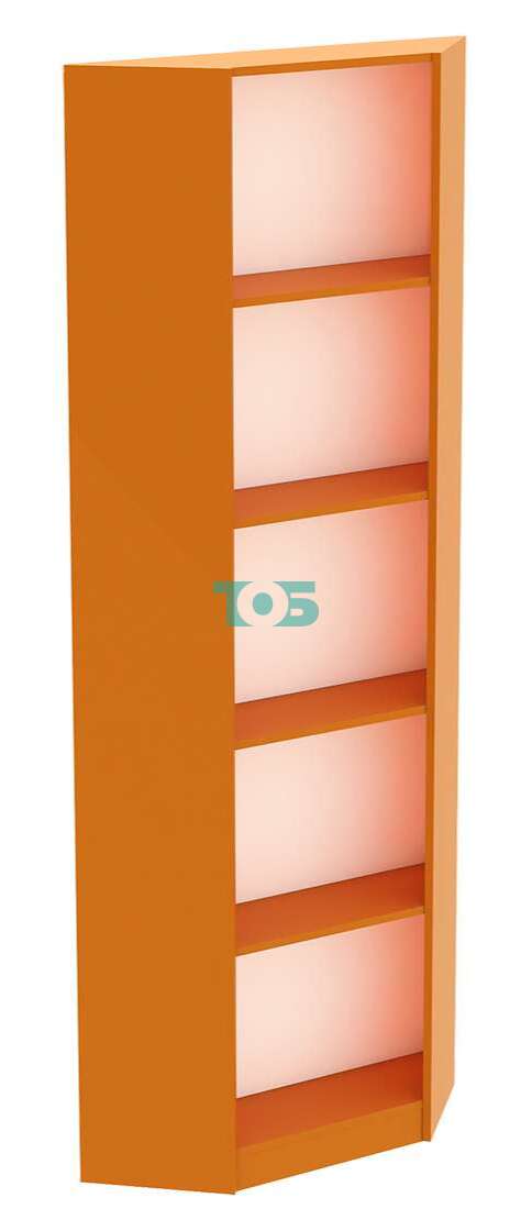 Стеллаж из ДСП оранжевого цвета угловой открытый с торцом 300мм серии АПЕЛЬСИН №5-300