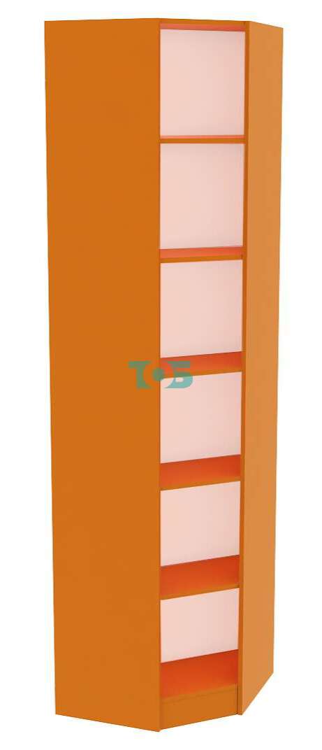 Стеллаж из ДСП оранжевого цвета угловой высокий с 6-ю ячейками серии АПЕЛЬСИН №7-1У