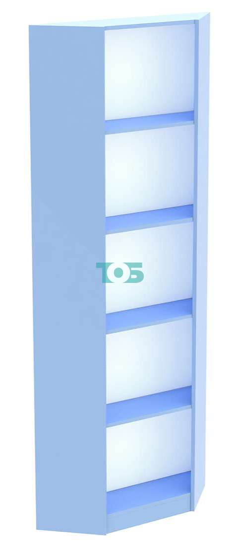 Стеллаж из ДСП голубого цвета угловой открытый с торцом 300мм серии ГОЛУБОЙ ГОРИЗОНТ №5-300