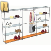 Торговая система ХРОМ с прозрачными полками для магазина одежды