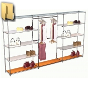 Торговая система ХРОМ с зеркальными полками для магазина одежды