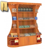 Пристенные высокие стеллажи для продажи конфет и орехов с секторами серии NUT
