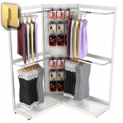 Торговая пристенная угловая система серии METAL для одежды без задней стенки