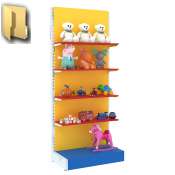 Разноцветные стеллажи с полками ДСП для магазина игрушек серии KIDS