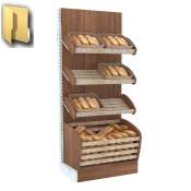 Торговые стеллажи для продажи хлеба серии BAKERY с нижней корзиной - накопителем