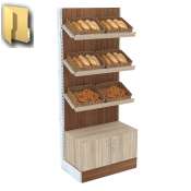 Пристенная торговая система BAKERY с накопителями и наклонными полками для хлеба и выпечки