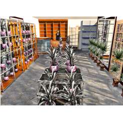 Торговая мебель, металлические стеллажи, хромированные демо-столы для магазина по продаже цветов - фото №1