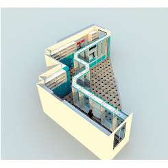 Проект Z-образной расстановки оборудования для аптеки с высокой первой линией в цвете Голубая Мармара - фото №3