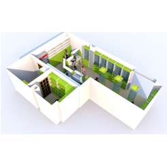 Дизайн в 3D аптечной мебели в цвете Лайм с низкой первой линией - фото №4