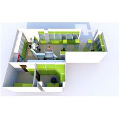 Дизайн в 3D аптечной мебели в цвете Лайм с низкой первой линией - фото №5