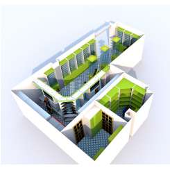 Дизайн в 3D аптечной мебели в цвете Лайм с высокой первой линией - фото №6