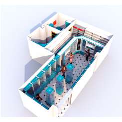 Дизайн в 3D аптечной мебели в цвете Мармара Голубая + Белый с высокой первой линией