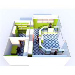 Дизайн в 3D аптечного павильона в цвете ЛАЙМ с низкой первой линией - фото №2