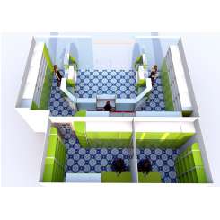 Дизайн в 3D аптечного павильона в цвете ЛАЙМ с низкой первой линией - фото №4