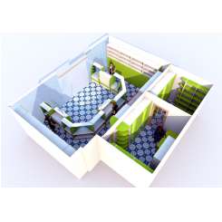 Дизайн в 3D аптечного павильона в цвете ЛАЙМ с низкой первой линией - фото №5