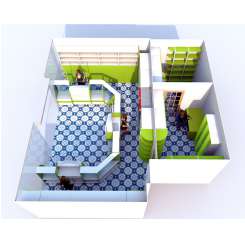 Дизайн в 3D аптечного павильона в цвете ЛАЙМ с низкой первой линией - фото №6