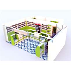 Дизайн в 3D аптечного павильона в цвете ЛАЙМ с низкой первой линией - фото №7