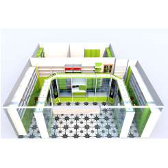 Дизайн в 3D аптечного павильона в цвете ЛАЙМ с высокой первой линией - фото №1