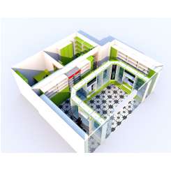 Дизайн в 3D аптечного павильона в цвете ЛАЙМ с высокой первой линией - фото №2