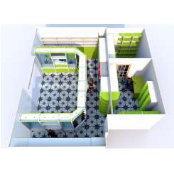 Дизайн в 3D аптечного павильона в цвете ЛАЙМ с высокой первой линией - фото №6