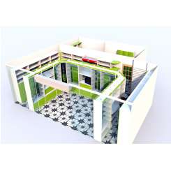 Дизайн в 3D аптечного павильона в цвете ЛАЙМ с высокой первой линией - фото №7
