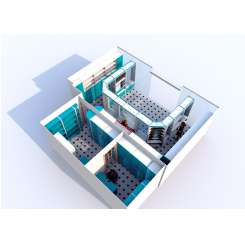 Дизайн в 3D аптечного павильона в цвете БЕЛЫЙ И ГОЛУБАЯ МАРМАРА с высокой первой линией - фото №4