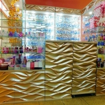 Фото №12 для проекта Пристенный павильон с искусственным камнем в цвете золото для продажи парфюмерии