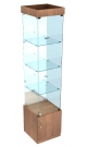 Витрина квадратная высокая с подсветкой зеркалом и стеклянными дверцами ВСД-4