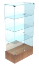 Витрина из стекла на подиуме с зеркальной стенкой и прозрачной крышкой ВИС №11