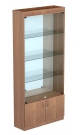Стеклянная витрина с подсветкой накопителем и зеркальной стенкой СВСП-300-3