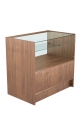 Торговый мебельный прилавок с одной узкой стеклянной полкой и прозрачным верхом ТМП-№3-1
