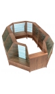 Остров-павильон из торговой мебели с наклонным фасадным стеклом №ОПИТМ-АЛ-02