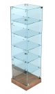 Низкая витрина из стекла пристенная с зеркалом и полочками для магазина продуктов НВДМП №503