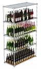 Хромированный высокий вместительный стеллаж со стеклянными полками для продажи алкоголя №6